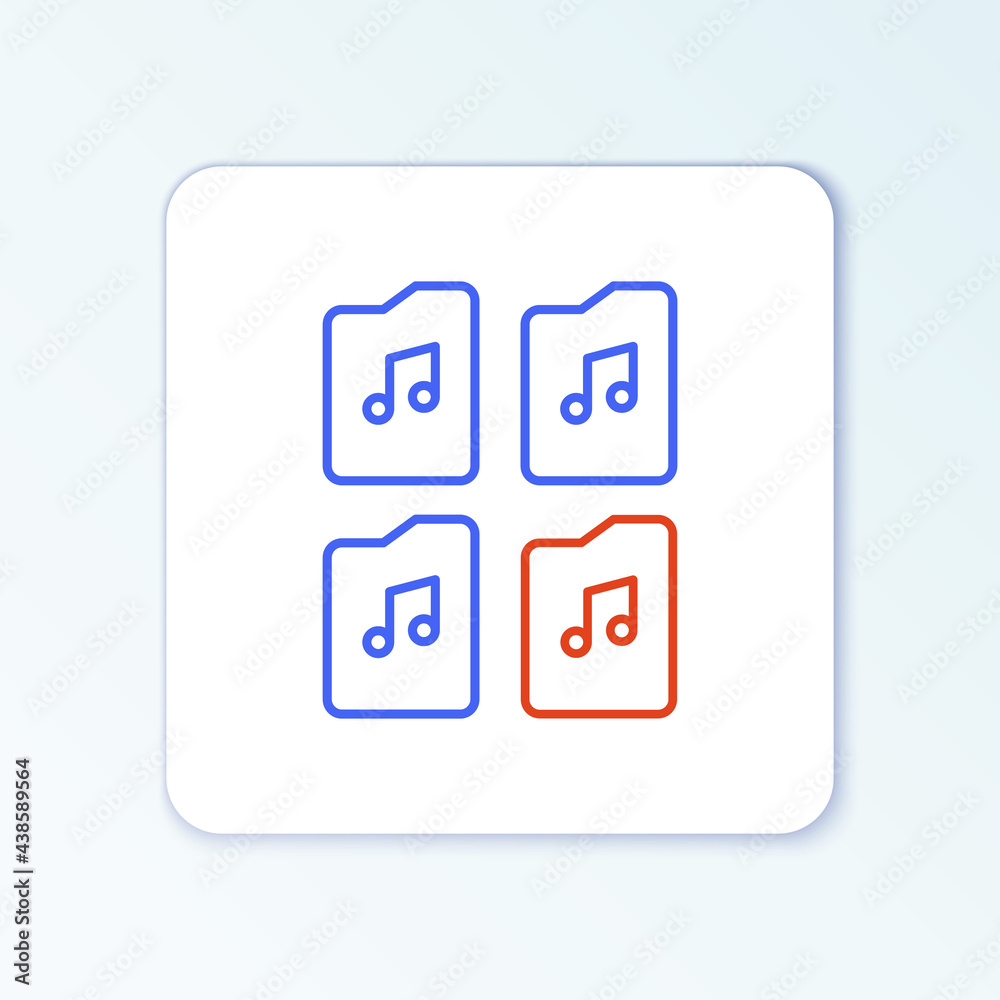 Line Music file document icon isolated on white background. Waveform audio file format for digital audio riff files. Colorful outline concept. Vector Line Music file document icon isolated on white background. Waveform audio file format for digital audio riff files. Colorful outline concept. Vector