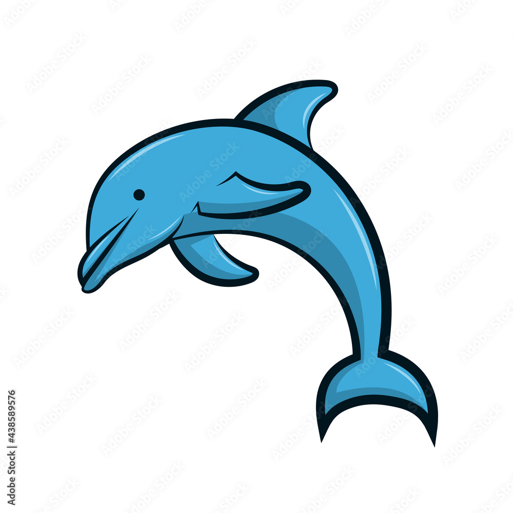 Line art vector illustration of a dolphin jumping from the sea Line art vector illustration of a dolphin jumping from the sea