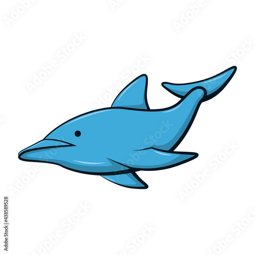 Line art vector illustration of a dolphin