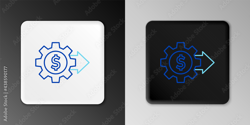 Line Gear with dollar symbol icon isolated on grey background. Business and finance conceptual icon. Colorful outline concept. Vector Line Gear with dollar symbol icon isolated on grey background. Business and finance conceptual icon. Colorful outline concept. Vector