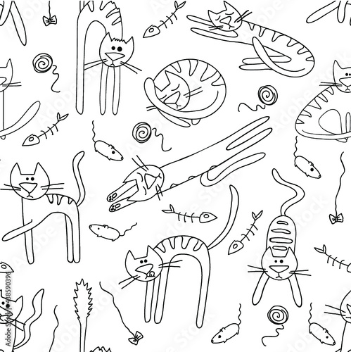 Seamless cat pattern