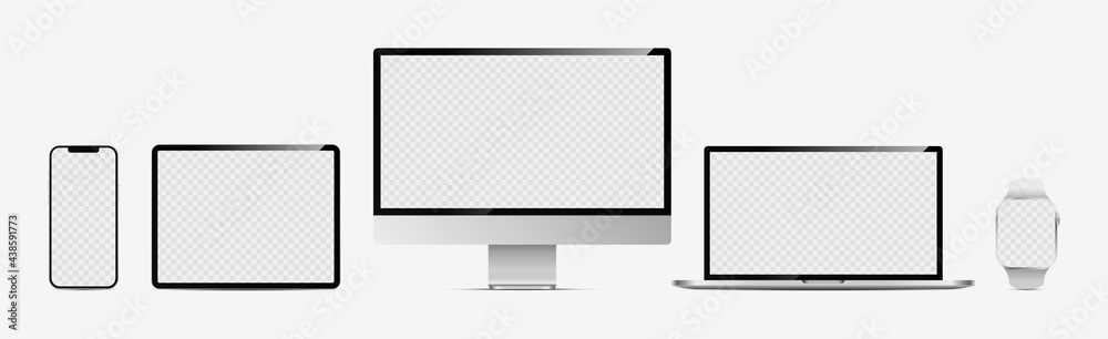 Set of device screen mockups. Vector illustration elements.