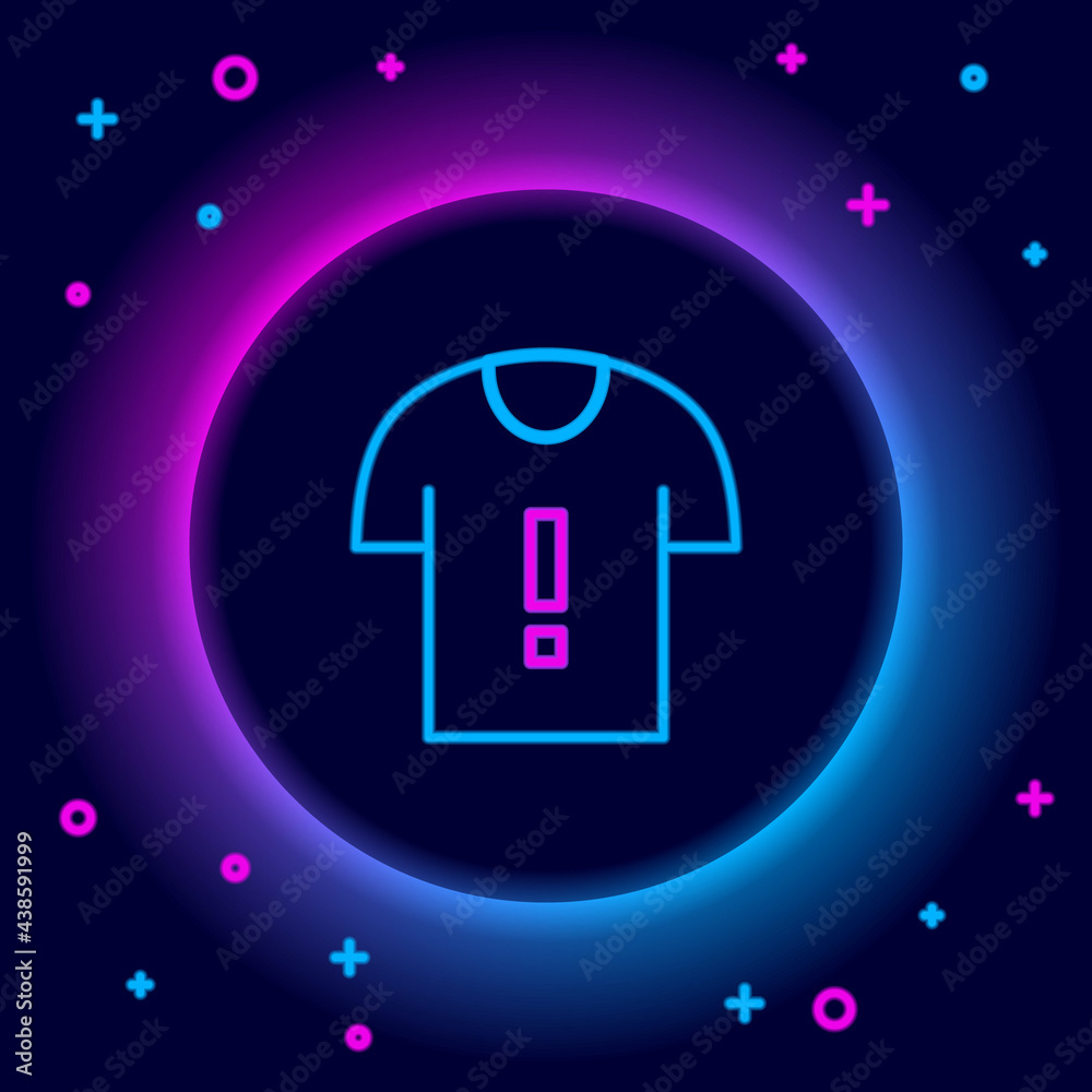 Glowing neon line T-shirt protest icon isolated on black background. Colorful outline concept. Vector Glowing neon line T-shirt protest icon isolated on black background. Colorful outline concept. Vector