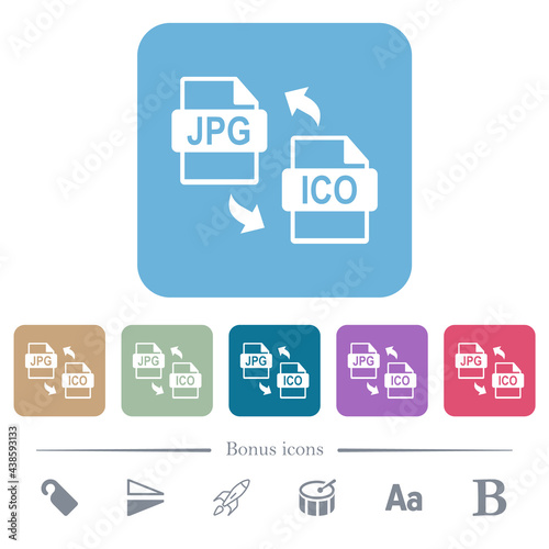JPG ICO file conversion flat icons on color rounded square backgrounds