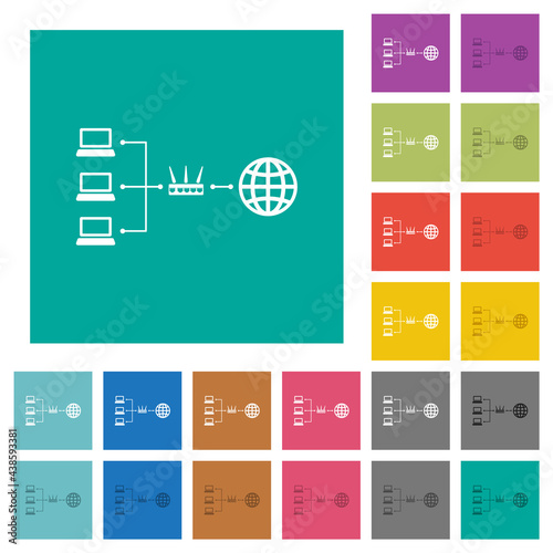 Network address translation square flat multi colored icons