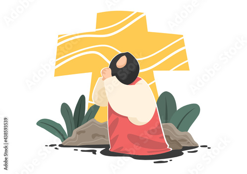 vector jesus pray to god  Used for media and design.