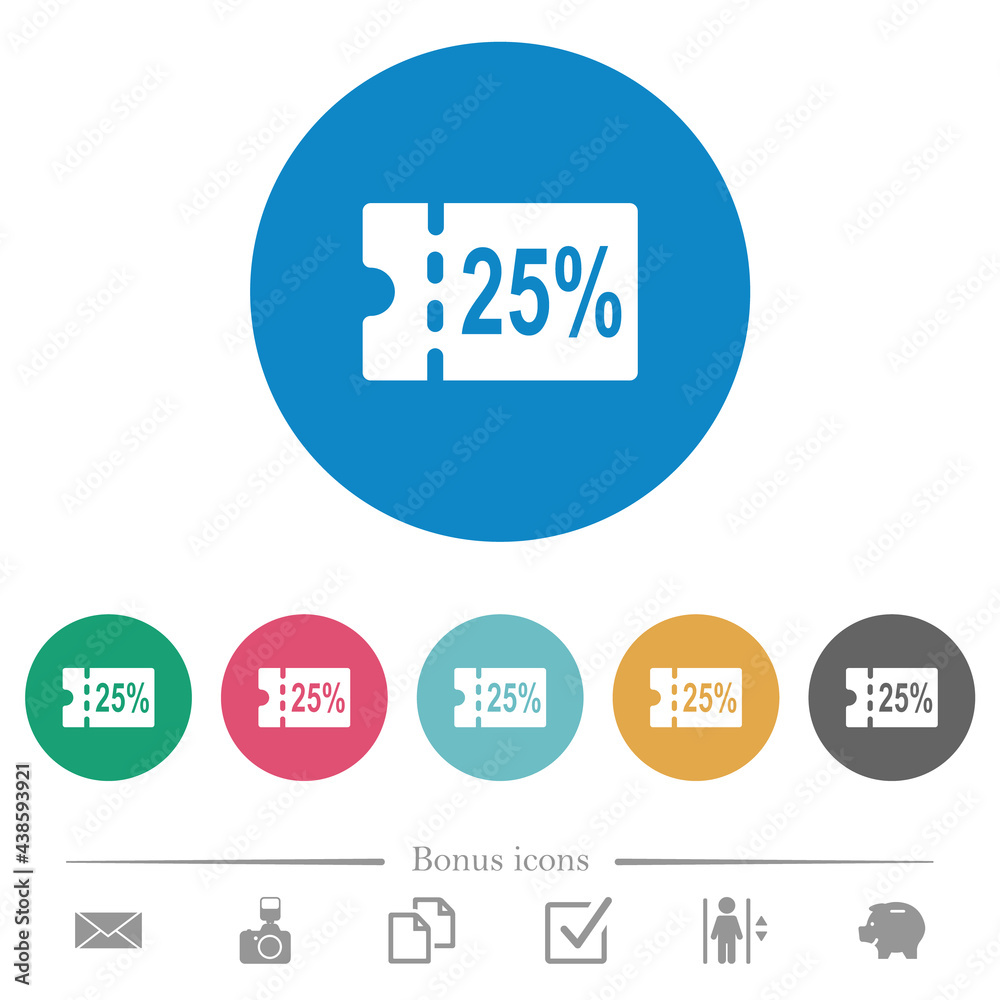 25 percent discount coupon flat round icons 25 percent discount coupon flat round icons