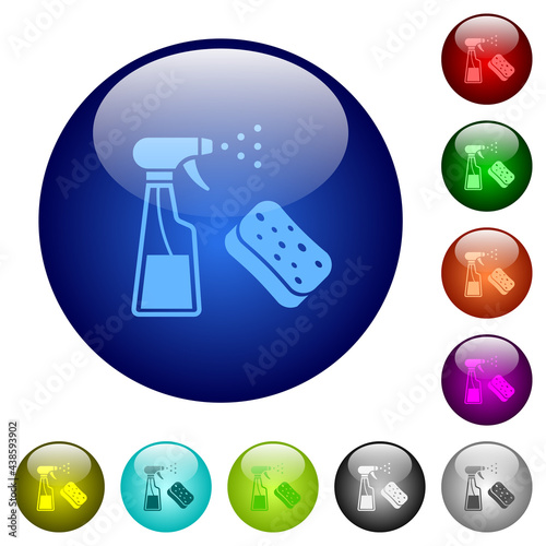 Spray bottle and sponge color glass buttons