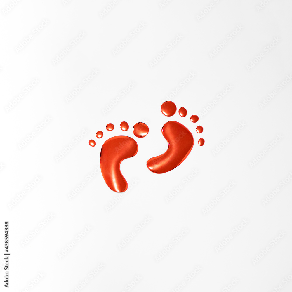 Red foots on white background. Flat lay concept. Red foots on white background. Flat lay concept.