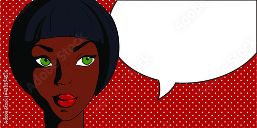 Pop art vector illustration, dots ladies and speach bubbles