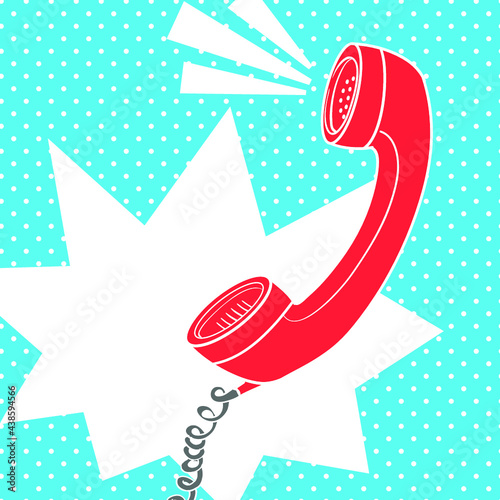 Vintage pop art telephone handle with speech bubble