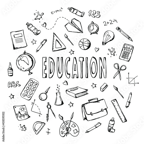Education hand drawn set