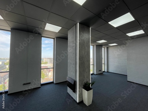 empty office with columns and windows