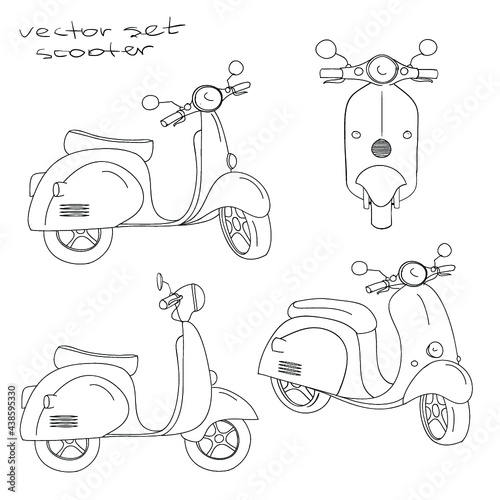 Hand drawn vintage Scooter scetch