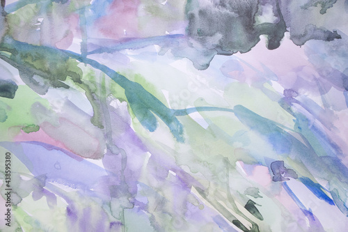 Abstract background. Expressive ethereal wallpaper. Watercolor painting with smudges and blobs.
