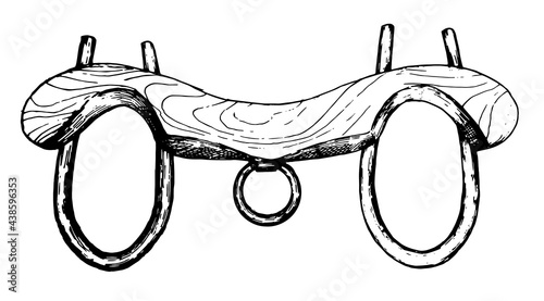 Fotografie Hand drawn black and white cow yoke doodle illustration