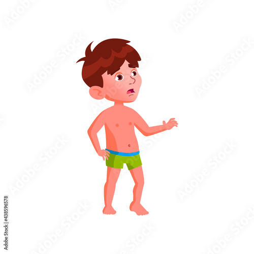 surprised boy kid saw big water slide cartoon vector. surprised boy kid saw big water slide character. isolated flat cartoon illustration
