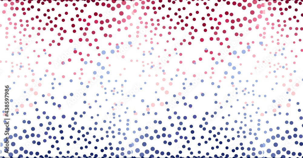 Composition of multiple red and blue american flag spots on white background