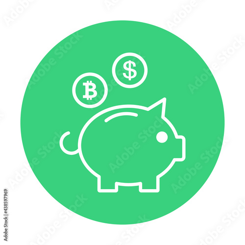 piggy bank icon for saving money, save money box for investing of businessman, wealthy of millionaire
