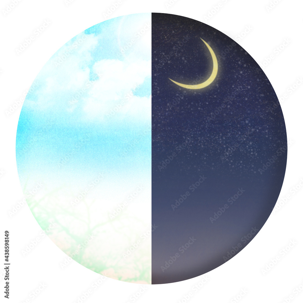 昼と夜 朝と夜 時間帯別の丸いイラスト Stock イラスト Adobe Stock