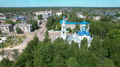 Russian village from a height in flight