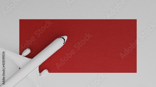 Top Down View of a Plane in the Corner on Top of the Flag of Sharjah