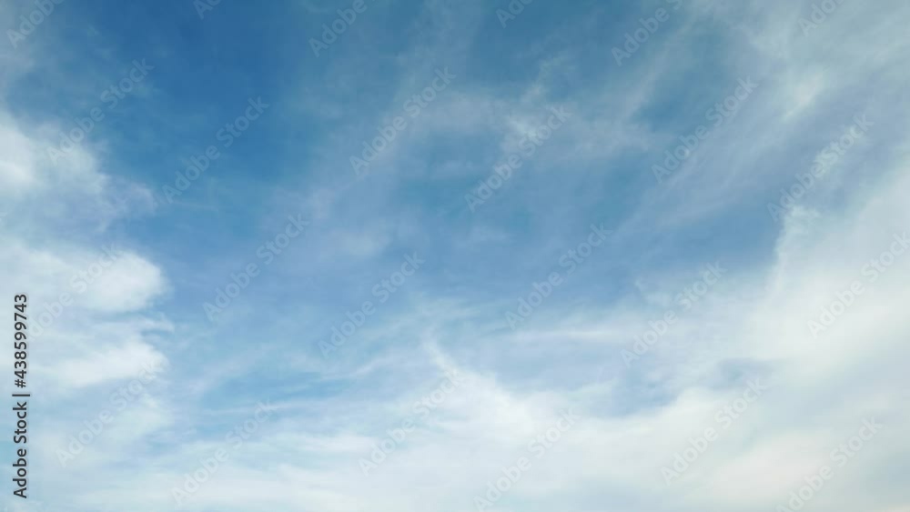 Light high clouds slide on sky, time lapse shot. White and blue colors, semi-transparent layers on different height move in opposite directions, driven by air flows in atmosphere Light high clouds slide on sky, time lapse shot. White and blue colors, semi-transparent layers on different height move in opposite directions, driven by air flows in atmosphere