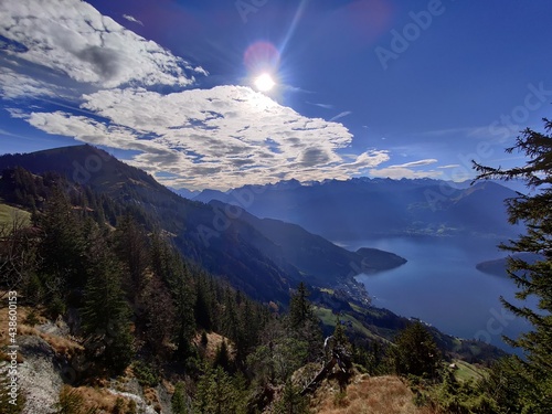 Vista panoramica dal sentiero sul monte Rigi, Svizzera photo