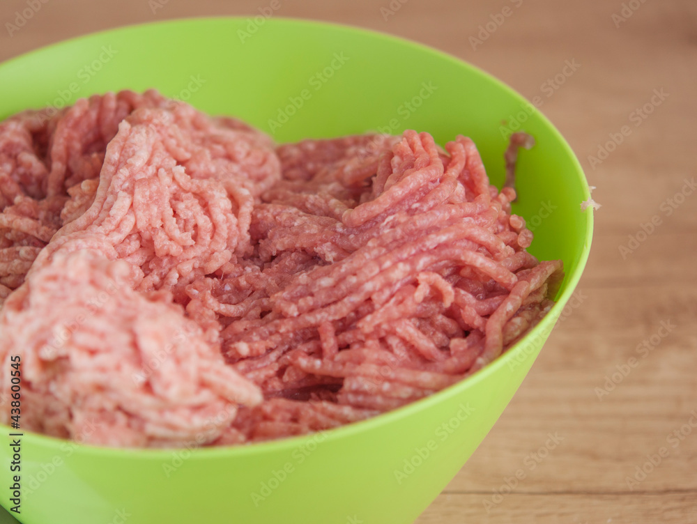 fresh raw minced beef, pork with copy space. fresh raw minced beef, pork with copy space.