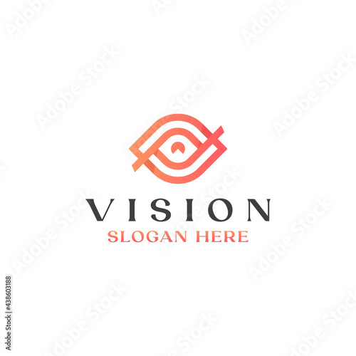 Vision Eye Monogram Logo Template. Vector Illustration