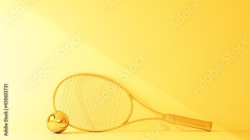 golden tennis racket and ball © petrovk