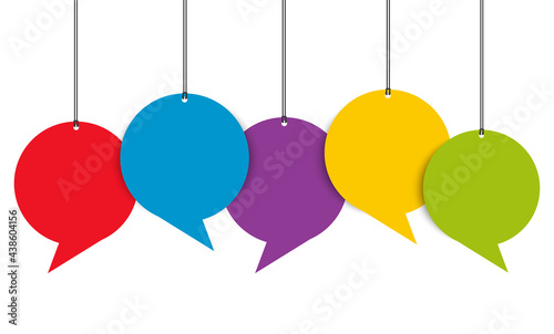 hang tags colored speech bubbles