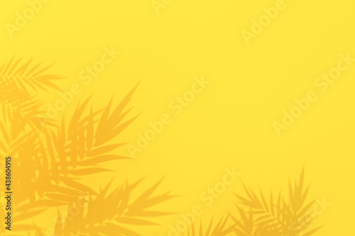 Wallpaper Mural Summer tropical palm leaves shadow on yellow background, 3D rendering. Torontodigital.ca