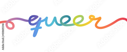 Queer word in rainbow colors