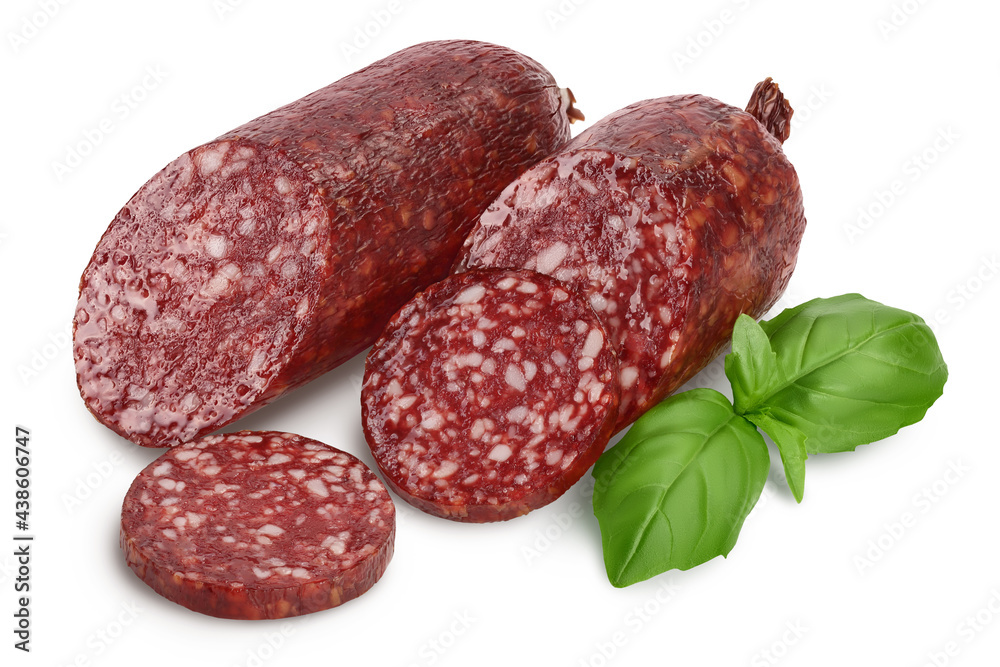 Smoked sausage salami isolated on white background with clipping path and full depth of field Smoked sausage salami isolated on white background with clipping path and full depth of field