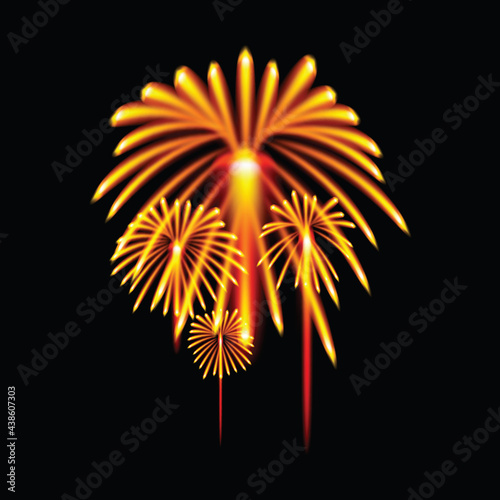 Holiday fireworks on dark background. Simple mesh gradient fireworks.