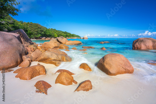 tropical beach anse lazio on praslin on the seychelles photo