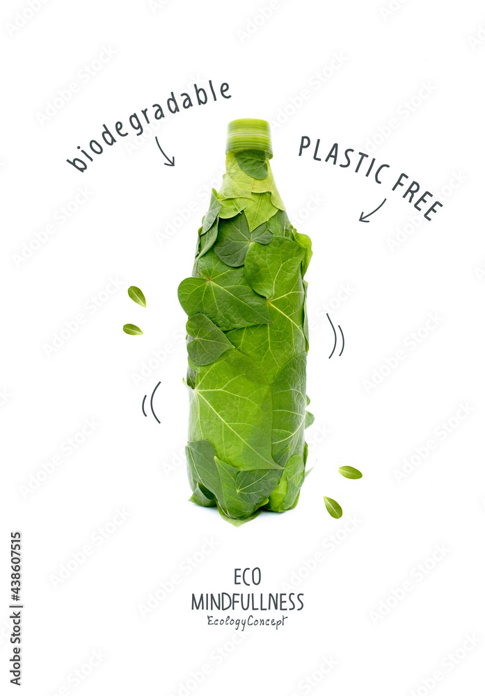 Reusable water bottles set - zero waste tips - reduce plastic waste  illustration - ecological green alternative to plastic bottles Stock Vector