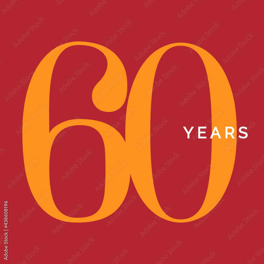 Sixty years symbol. Sixtieth birthday emblem. Anniversary sign, number 60 logo concept, vintage poster template, vector illustration Sixty years symbol. Sixtieth birthday emblem. Anniversary sign, number 60 logo concept, vintage poster template, vector illustration