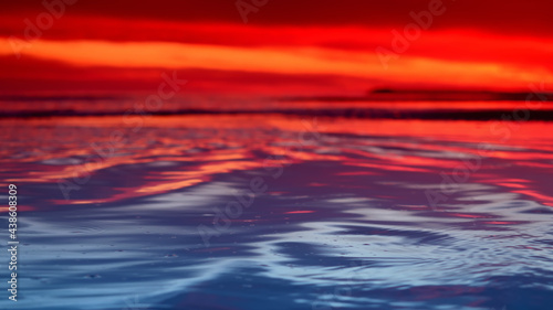 beautiful sunset over the ocean  shallow depth of field