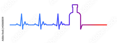 Heartbeat and death from alcohol addiction concept illustration