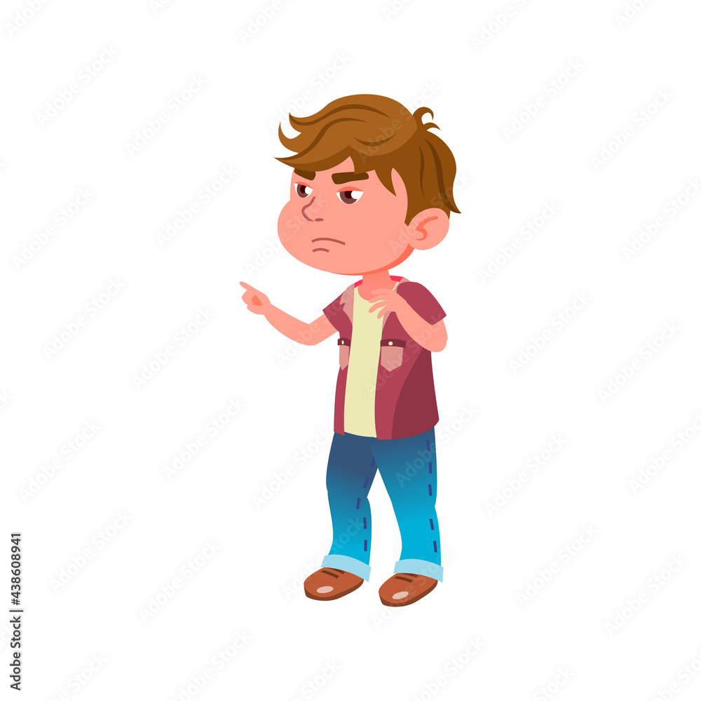sad little boy pointing at aggressor cartoon vector. sad little boy pointing at aggressor character. isolated flat cartoon illustration sad little boy pointing at aggressor cartoon vector. sad little boy pointing at aggressor character. isolated flat cartoon illustration