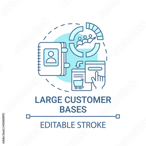 Large customer bases concept icon. Online marketplace benefit abstract idea thin line illustration. Looking for new products on platform. Vector isolated outline color drawing. Editable stroke