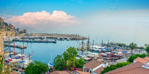 Beautiful view of the Antalya Kalei  i Old town  Kaleici  in Antalya  Turkey