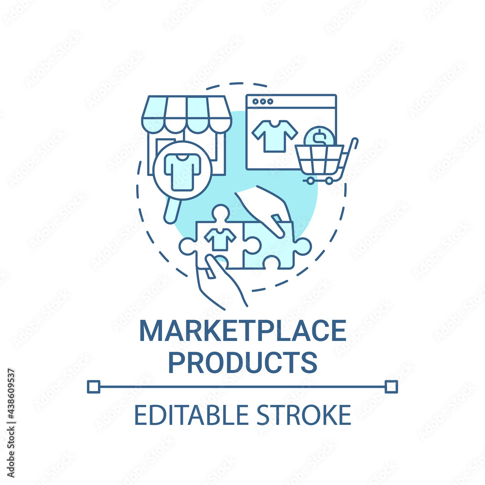 Marketplace products concept icon. Choice parameter abstract idea thin line illustration. Selling goods online. Search for best deals and prices. Vector isolated outline color drawing. Editable stroke