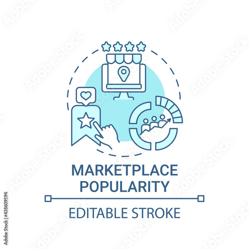 Marketplace popularity concept icon. Reaching large audience abstract idea thin line illustration. Competitive price. Driving traffic at website. Vector isolated outline color drawing. Editable stroke