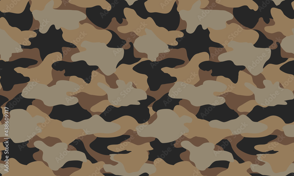 Fototapeta premium Texture military camouflage repeats seamless Vector Pattern For fabric, background, wallpaper and others. Classic clothing print. Abstract monochrome seamless Vector camouflage pattern.