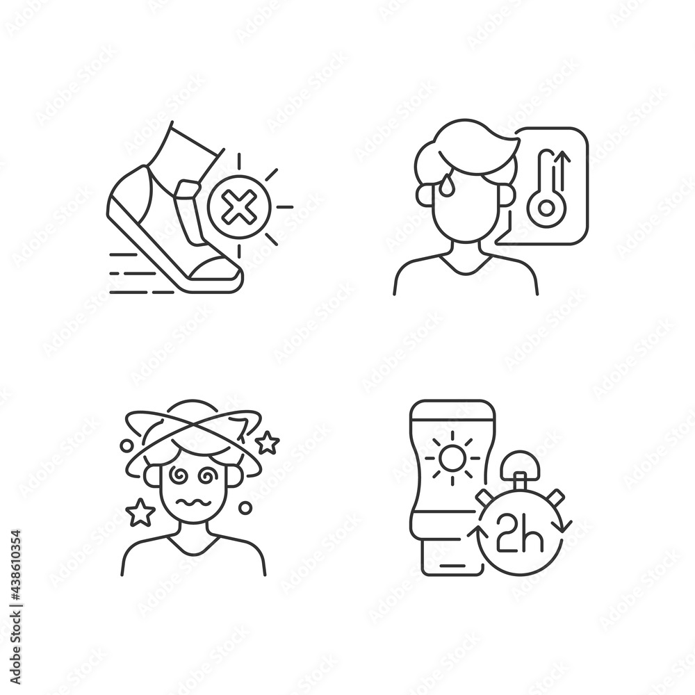 Heatstroke Prevention Linear Icons Set Avoid Exercising During Summer high-body-temperature-increases-resistance-to-pathogenic-viral