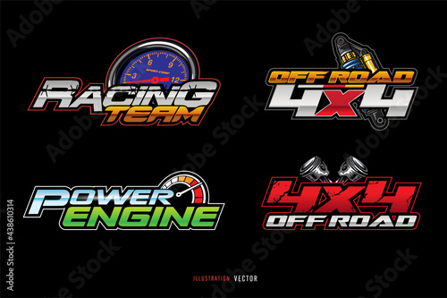 Racing car and 4x4 Offroad logo template vector. Automotive Logo Vector Template. Concept Design Vector.