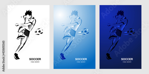 サッカー選手シュートをする男性のベクターイラスト素材
